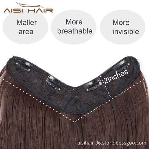 Aisi Hair 4 Clips Long Wavy Synthetic Hair Extensions Clips in High Temperature Fiber Brown Hairpiece for Women